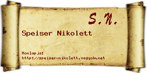 Speiser Nikolett névjegykártya